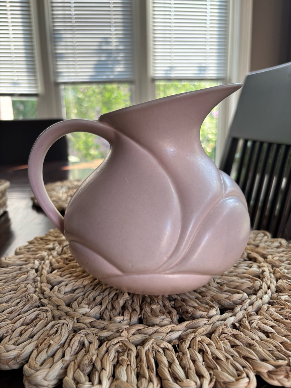 Crown Soft Pink Sculpted Ceramic Pitcher
